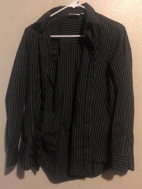 Chef Works Pinstriped Button Down Uniform Shirt Women Size Medium